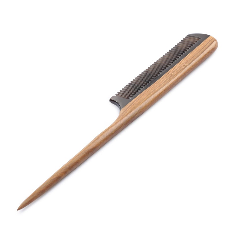 Breezelike Hair Combs - Fine Tooth Detangling Wooden Tail Comb - No Static Natural Sandalwood Buffalo Horn Comb for Women - Image 3